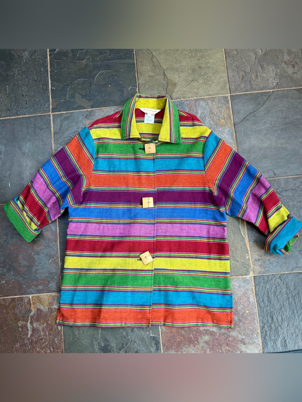 Vintage Norm Thompson Rainbow Striped Art-to-Wear Shirt Jacket